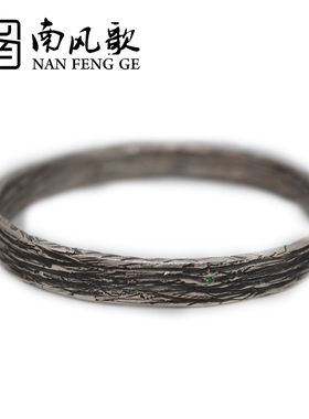 南风歌原创设计枯木逢春纯银手镯