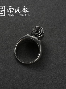 南风歌骷髅玫瑰戒指情侣暗黑