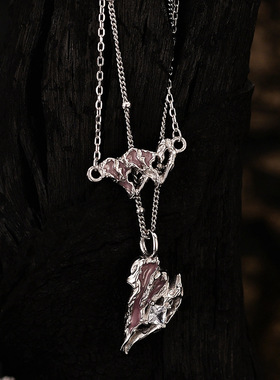 南风歌《绯红》爱心项链S925银气质甜酷辣妹女生礼物