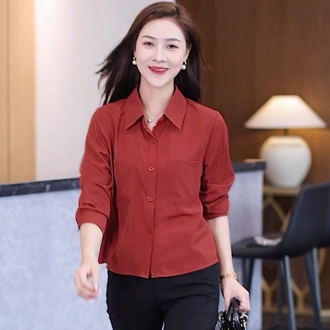 小个子时尚长袖白衬衫女士遮肚显瘦上衣2025春秋新款气质休闲衬衣