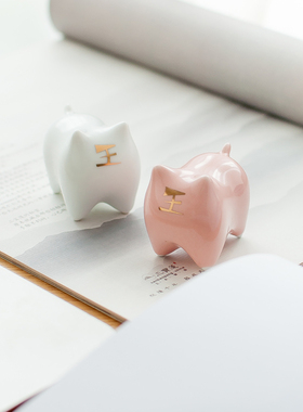 招财创意桌面礼物陶瓷祝福简约风