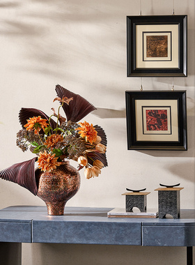 进口复古风鎏金系列艺术花器摆件