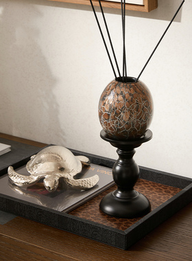 软装茶室边柜石材艺术玄关客厅