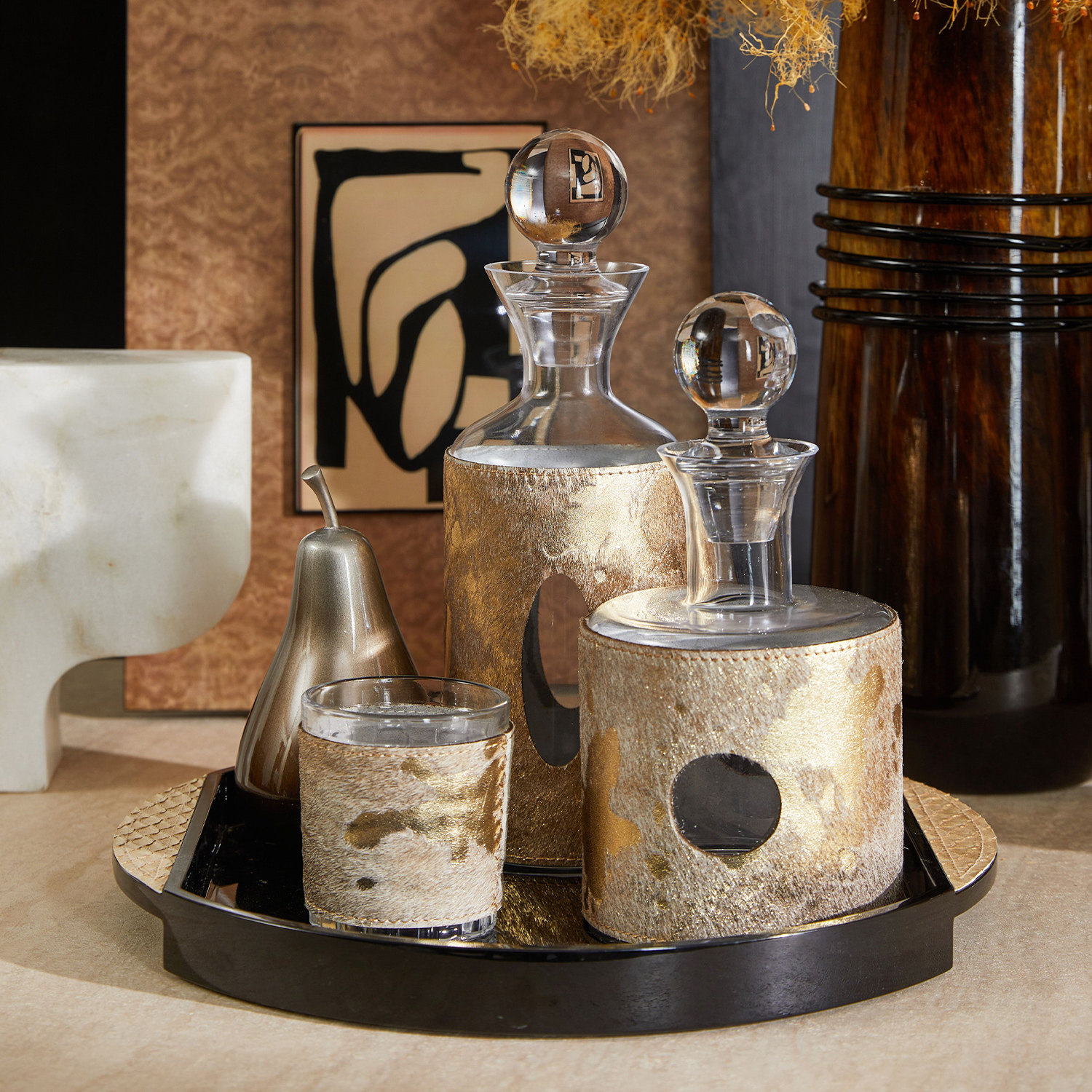 客厅餐桌氛围感摆件轻奢高定马毛酒具套装样板间酒馆会所餐厅好物,淘宝优惠券,粉丝福利购,淘宝优惠卷