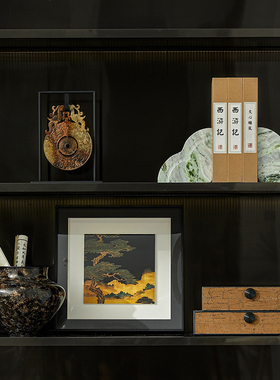 玉璧摆件组合中式样板间书房展示