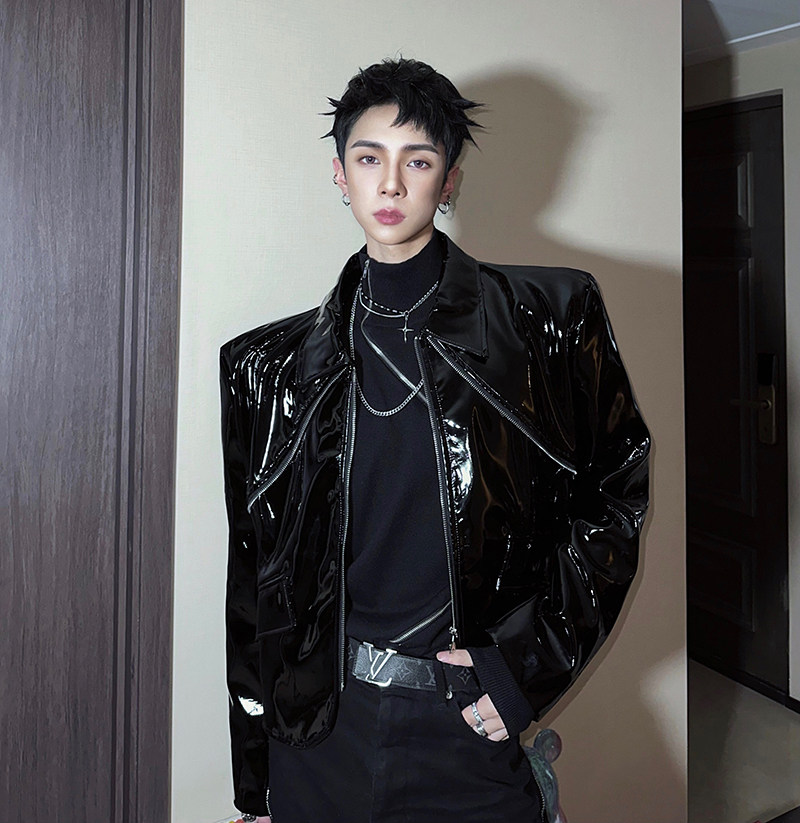 杨一帆潮牌皮衣男款秋冬季新修身外套帅气休闲美式复古机车皮夹克,淘宝优惠券,粉丝福利购,淘宝优惠卷