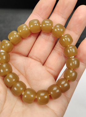 仿新疆和田玉糖料手链且末糖手链乳化玻璃抗摔耐造老型珠百搭手串