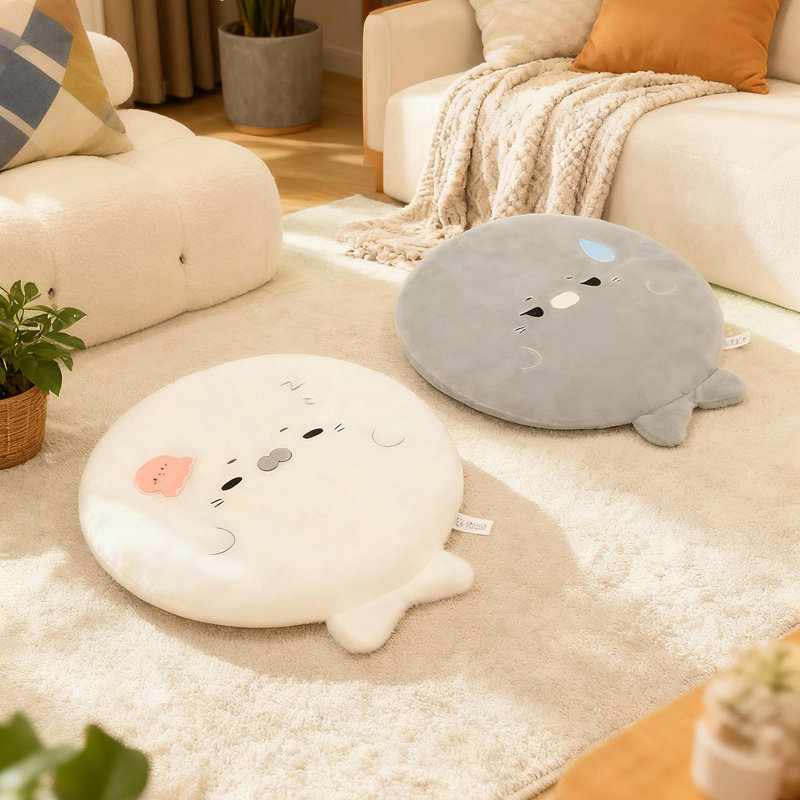 卡通海豹记忆棉坐垫办公室久坐神器椅垫学生宿舍沙发圆形垫子加厚,淘宝优惠券,粉丝福利购,淘宝优惠卷