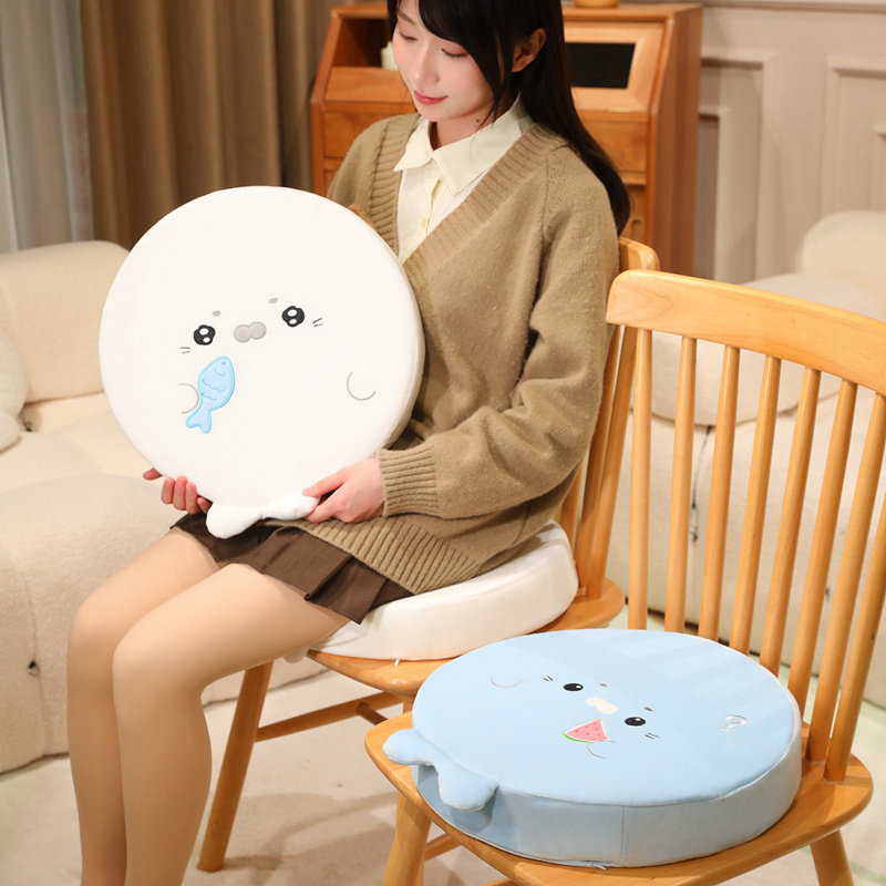 卡通海豹记忆棉坐垫办公室久坐神器椅垫学生宿舍沙发圆形垫子加厚,淘宝优惠券,粉丝福利购,淘宝优惠卷