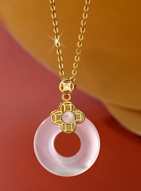 静风格平安扣吊坠项链