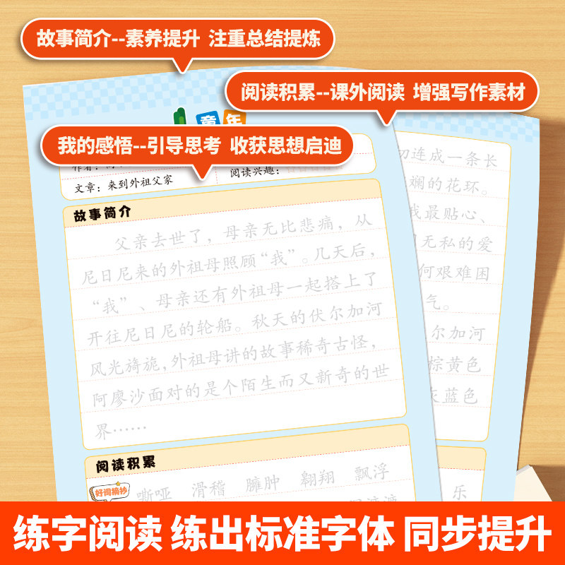 荣恒读书笔记练字帖人教版小学生一二三四五六年级同步快乐读书吧好词好句摘抄楷书字帖作文素材积累大全硬笔书法临摹控笔训练字本