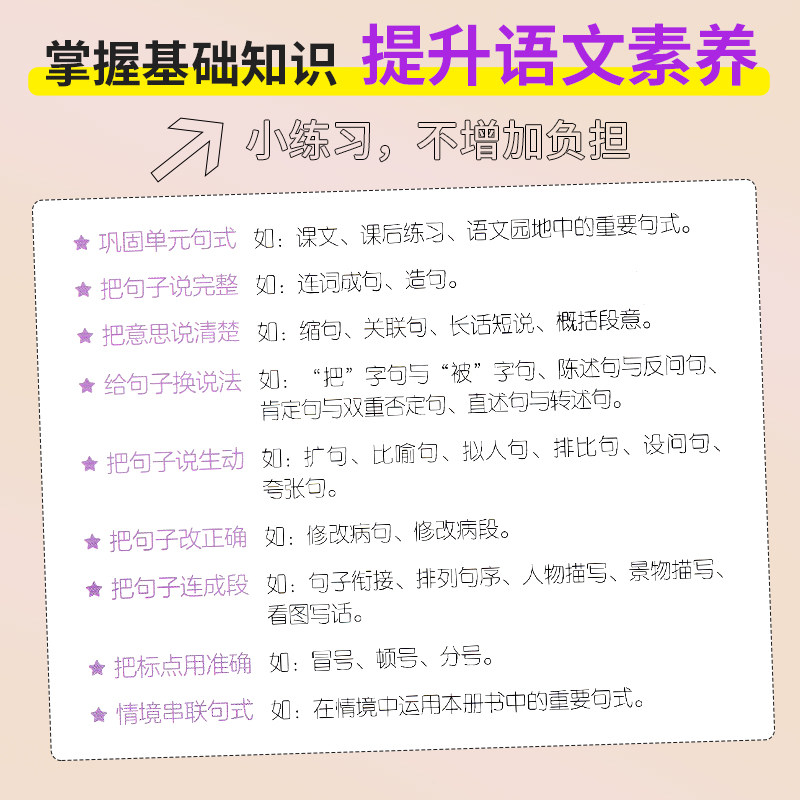 新版53基础练句式训练大全一二三四五六年级上下册教材同步看拼音写词语汉语拼音积累背诵默写能手课堂专项强化训练语文基础练