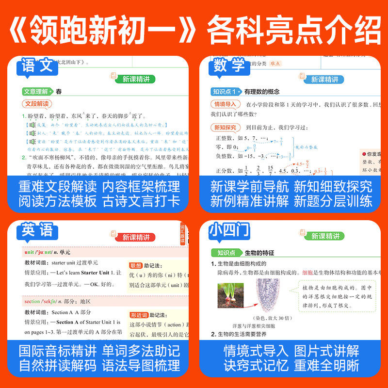 2025秋新版阳光同学领跑新初一预备人教版语文数学英语小四门必背知识点六升七年级上册小升初暑假衔接教材作业初中预复习教辅2026