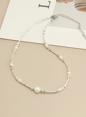 其他珍珠合金碎银子女保色项链