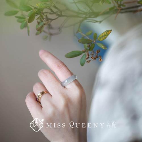 MissQueeny其微|高冰翡翠戒指冰透温润淡雅缅料A货细腻女 - 图1