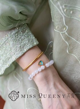 MissQueeny其微|白玉三角神像手串青海料银镀金国风新中式小众