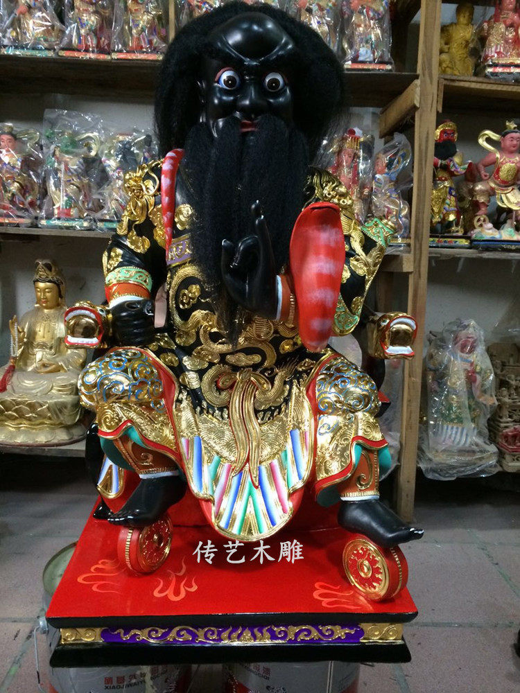 法主公神像,清彩绘木雕法主公坐像 - 伤感说说吧