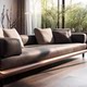 Three or four-seater straight-row sofa, small apartment office club, high-end mid-century style black walnut solid wood sofa