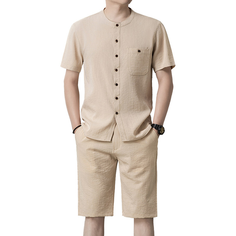 2026夏季新款套装时尚百搭衬衫短袖短裤套装男透气中老年爸爸装商,淘宝优惠券,粉丝福利购,淘宝优惠卷