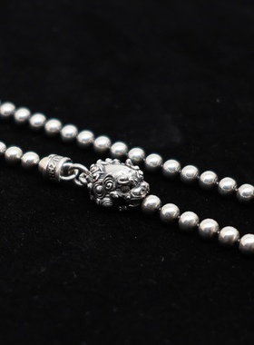 纯银【唐狮珠链】国风设计 做工精细 珠子4.0mm 长度65cm