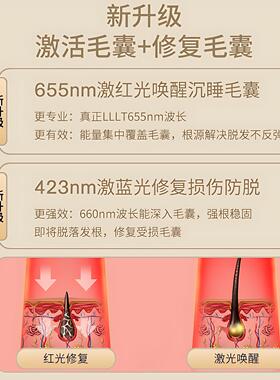 微电流生发梳+红蓝光疗射频按摩