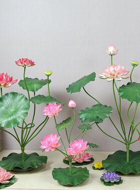 仿真荷花荷叶水池装饰绿植道具