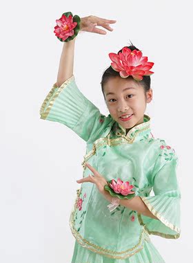 仿真荷花荷叶道具跳舞舞蹈头手装饰幼儿园小学生演出配饰荷塘月色