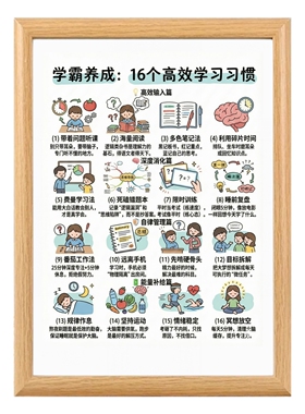 学霸自律计划表高效学习习惯相框