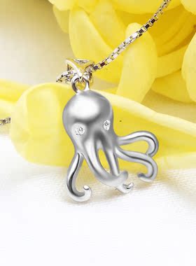 纯银原创镶钻动物女士短款吊坠