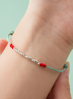 S925银竹节手链情侣可调节手串