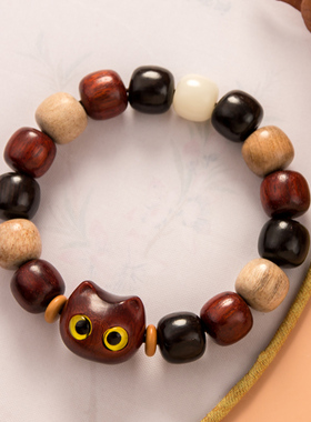 檀木猫多宝珠手串创意个性手链