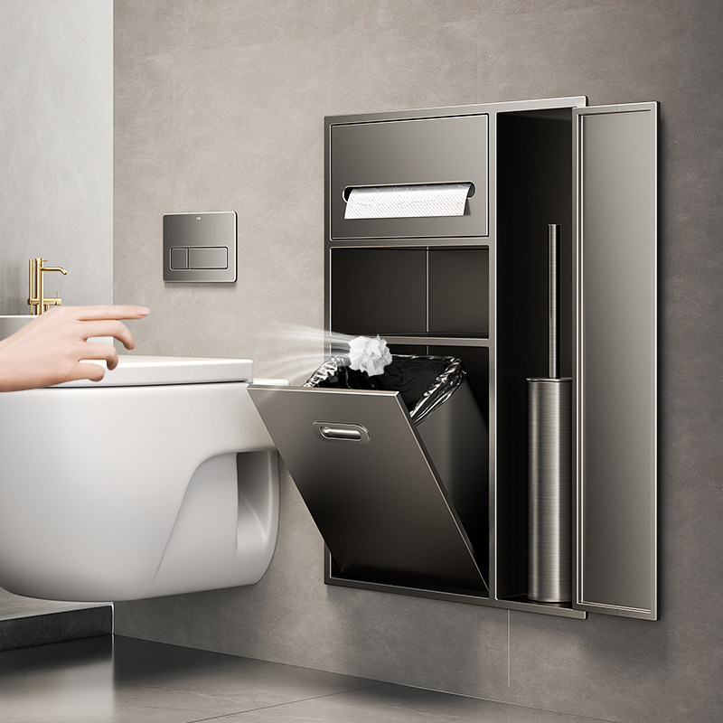 奶油风卫生间不锈钢马桶壁龛卫生间厕所垃圾桶嵌入式柜马桶旁壁龛,淘宝优惠券,粉丝福利购,淘宝优惠卷