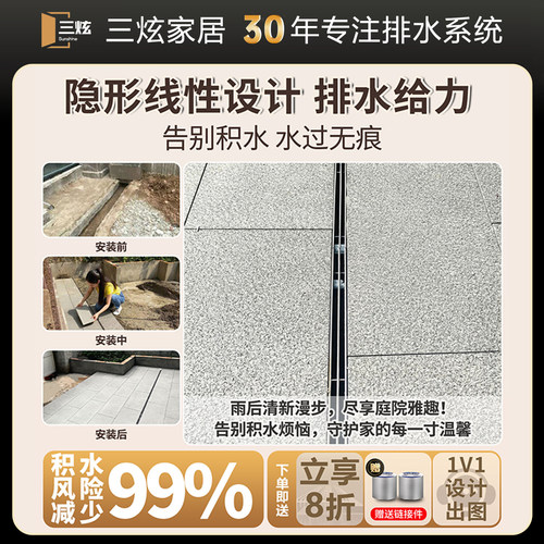304不锈钢线性排水沟盖板u型槽加厚户外缝隙式庭院排水槽花园沟槽 - 图0