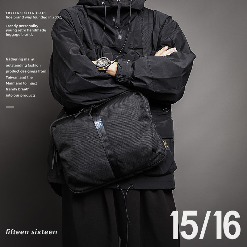 男士斜挎跨包潮牌简约大容量单肩包 fifteensixteen旗舰男士包袋