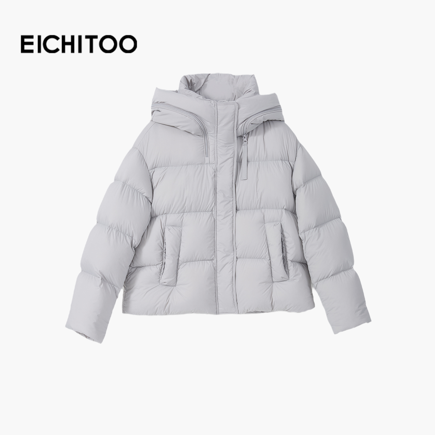 爱居兔连帽小个子显高羽绒服2025年冬季新款女短款宽松显瘦外套 - 图1