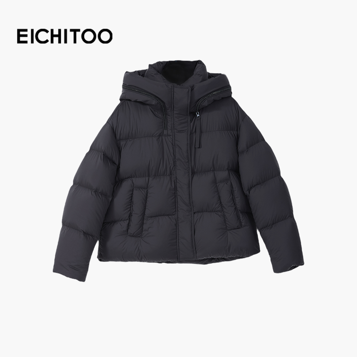 爱居兔连帽小个子显高羽绒服2025年冬季新款女短款宽松显瘦外套 - 图2