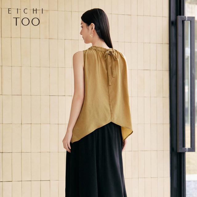 ເສື້ອຢືດ jacquard chiffon ທີ່ມີໂຄງສ້າງ Aijutu ສໍາລັບແມ່ຍິງລະດູຮ້ອນແບບໃຫມ່ slimming lace-up sleeveless top