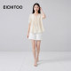 Aijutu acetate round neck lace-up textured shirt 2026 summer new style glossy temperament chiffon shirt