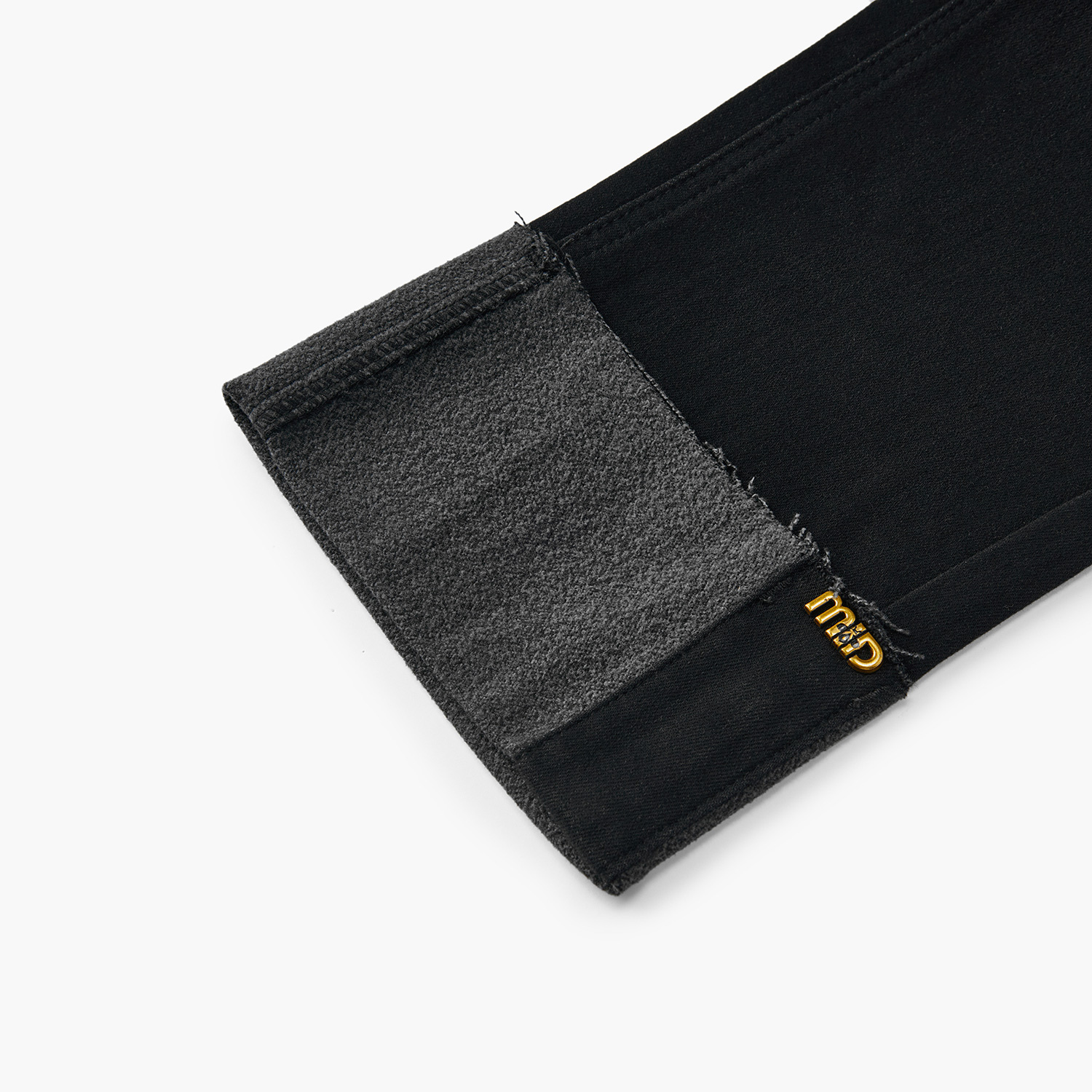 爱居兔保暖时尚烟管裤裤女冬季新款脚口翻边磨毛牛仔裤 - 图2