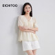 Aijutu acetate round neck lace-up textured shirt 2026 summer new style glossy temperament chiffon shirt