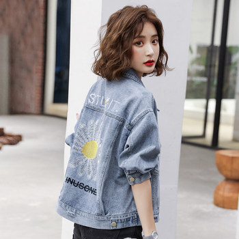 2024 ລະດູໃບໄມ້ປົ່ງ ແລະລະດູໃບໄມ້ປົ່ງລາຍໃໝ່ Daisy Embroidered Denim Short Jacket Women's Style Hong Kong Internet Celebrity Versatile Ins Jacket Top