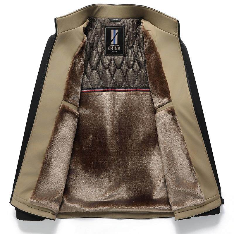 富绅黑金加绒男士夹克秋冬新款商务休闲中老年爸爸装男夹克外套男