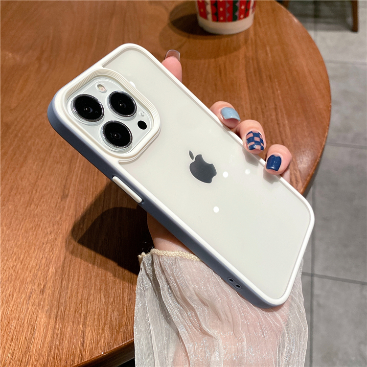 适用苹果13手机壳iphone11透明硅胶12pro全包XR防摔12蓝色边框X软-图2