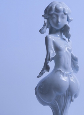 炸窑社青瓷山海神话手作雕塑瓷