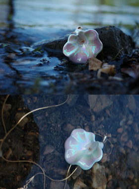 炸窑社设计 花语呢喃•牵牛花项链•原创陶瓷手作吊坠｜青岚月