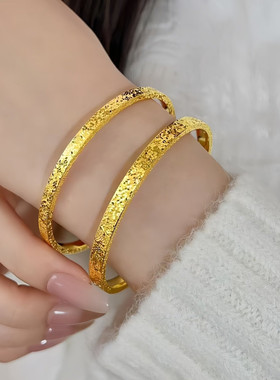 水贝金包银古法爆闪实心手镯