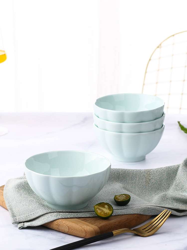 New rice bowl set, 10 pumpkin bowls for household use-图1