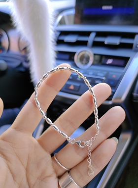 大米粒橄榄纯银珠转好运简约时尚细款搭配手链女生百搭手串饰品