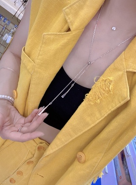 长款纯银三角流苏项链多种戴法轻奢高级感小众毛衣链颈链配饰品