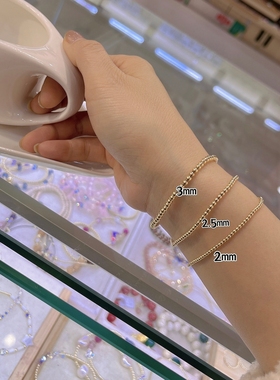 韩国14k注金手链美国包金串珠浅金色细百搭时尚闺蜜手串甜美少女